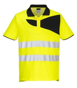 Polo Haute Visibilit Pw M C De Travail Jaune Noir Portwest Achat