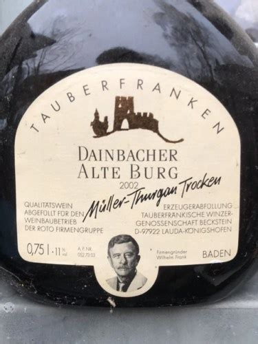 Becksteiner Winzer Dainbacher Alte Burg Müller Thurgau Trocken Vivino US