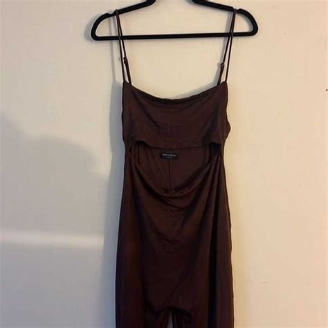 Naked Wardrobe Cutout Jumpsuit Chocolate Size Large Gem