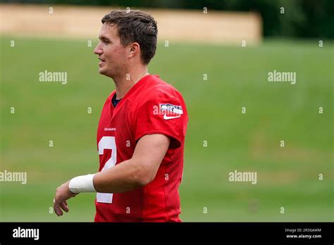 Seattle Seahawks Quarterback Drew Lock Smiles While Walking Off The