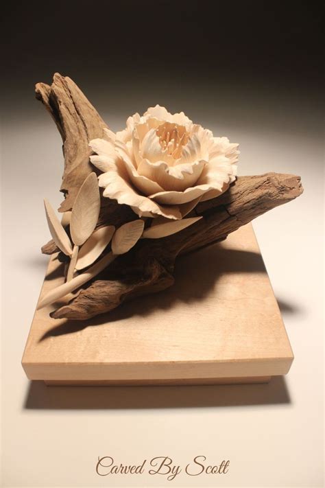 Custom Carved Flower Displays Carved By Scott Peony Wood Carving