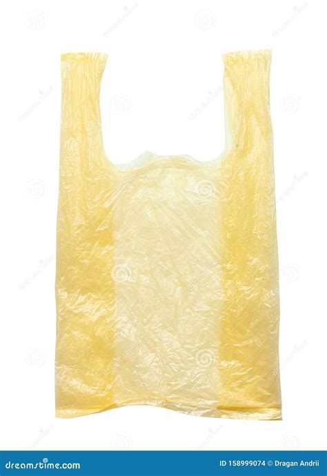 Yellow Plastic Bags Isolated Against a White Background. Environmental ...