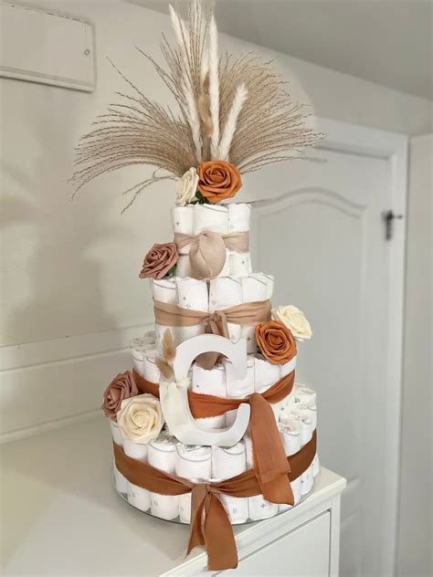 Boho Baby Girl Shower Diaper Cake For Boho Baby Shower Decor Boho Baby