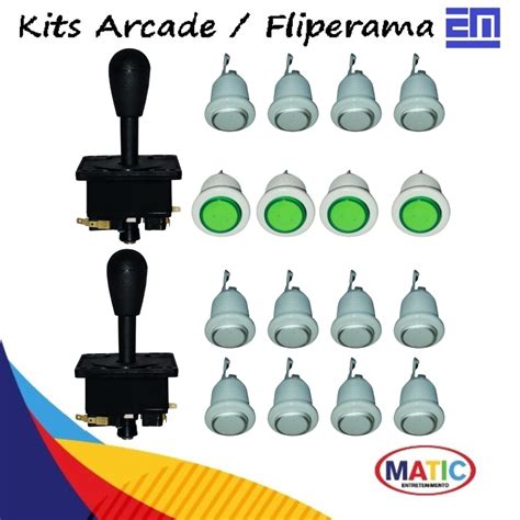 Kit Arcade Botões em Acrilico e Comando para Fliperama Bartop Matic