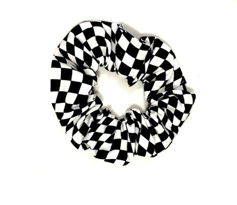 Hair Scrunchie Checkerboard Checkered Wavey Flag Racing Hair Tie By