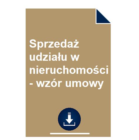 Sprzeda Udzia U W Nieruchomo Ci Wz R Umowy Pobierz