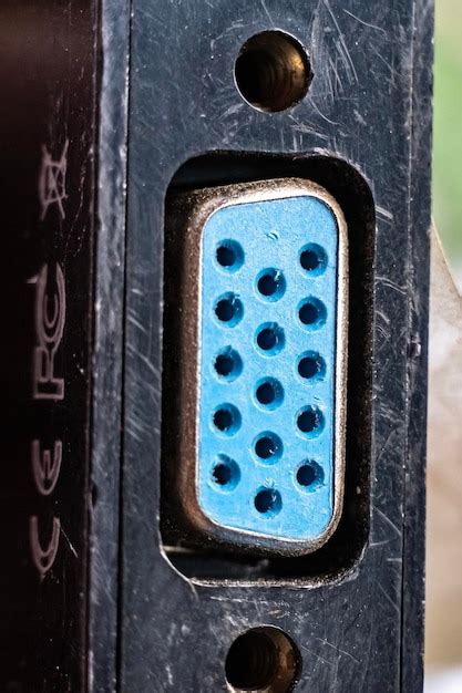 Premium Photo | Extreme closeup vga port connector the blue vga port of ...