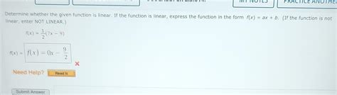 Solved Determine Whether The Given Function Is Linear If Chegg