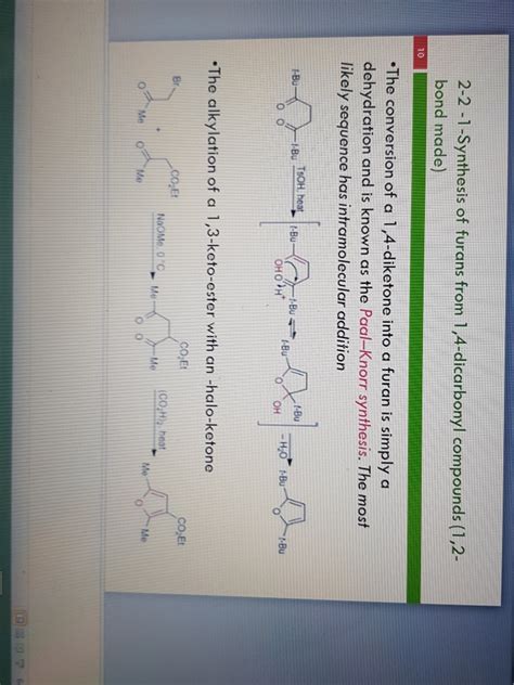 Solved 2 2 1 Synthesis Of Furans From 1 4 Dicarbonyl Chegg