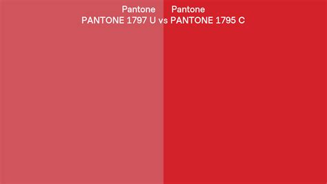 Pantone 1797 U Vs Pantone 1795 C Side By Side Comparison