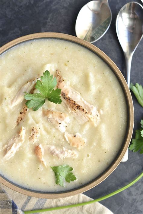 Creamy Chicken Cauliflower Soup Paleo Low Carb Gf Low Cal Skinny