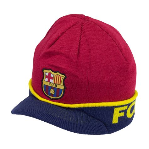 Fc Barcelona Beanie Visor Beanie Blue Cap Hat Official Authentic Winter