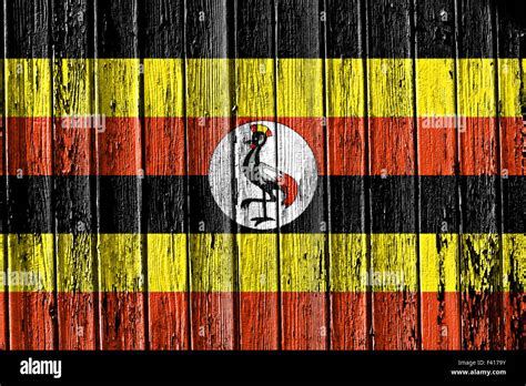 Flag Of Uganda Painted On Wooden Frame Stock Photo Alamy