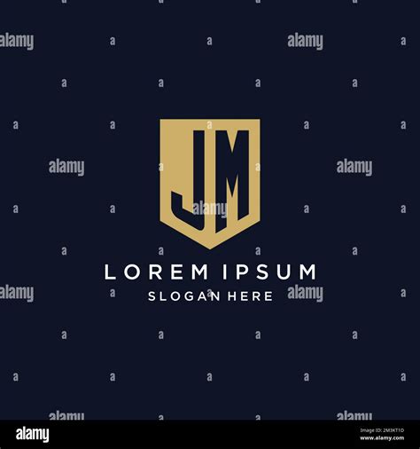 JM Monogram Initials Logo Design With Shield Icon Template Stock Vector