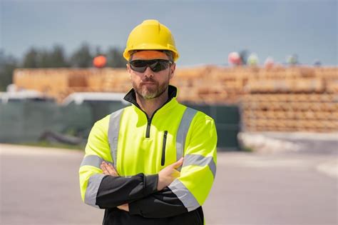 Premium Photo | Construction worker with hardhat helmet on american ...