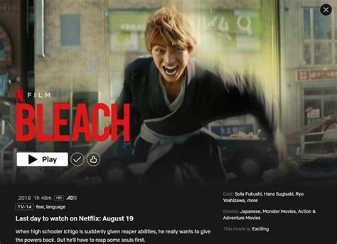 Bleach live-action film may leave Netflix on August 19 in multiple ...