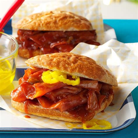 Slow Cooker BBQ Ham Sandwiches Recipe | Taste of Home