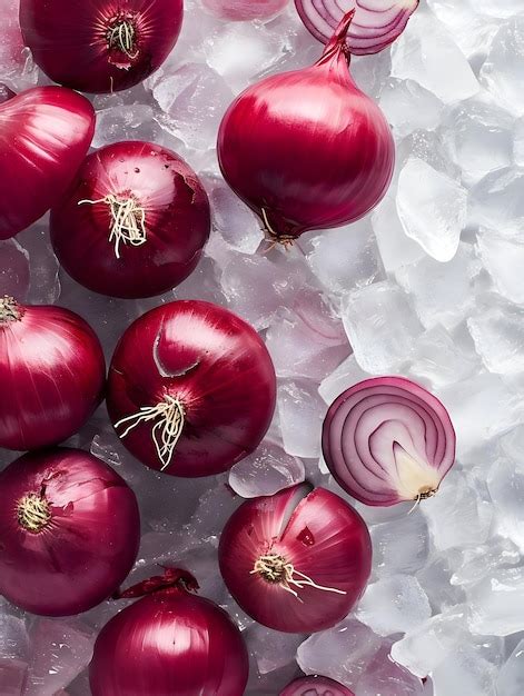 Premium Photo Fresh Onion Background Adorned With Glistening Ice