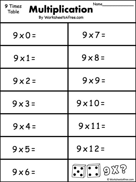 Free Multiplication Worksheet 9s Worksheets4free