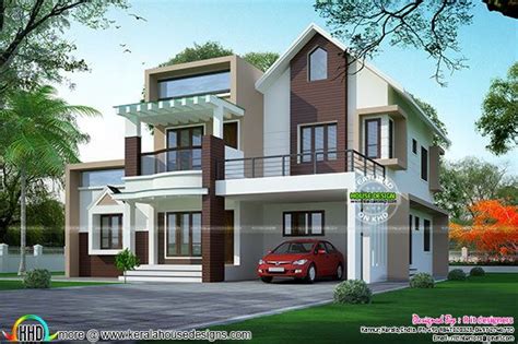 310 Sq Yd Contemporary House Mix Sloping Roof Kerala Home Design And Floor Plans 9k Dream