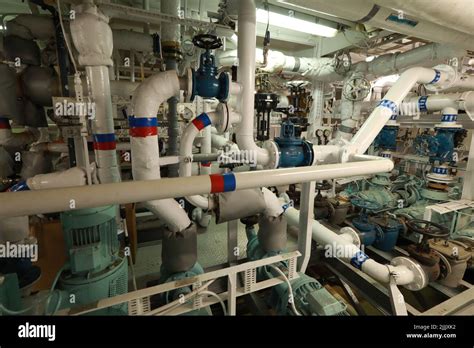 Pipework In Ships Engine Room Stock Photo Alamy