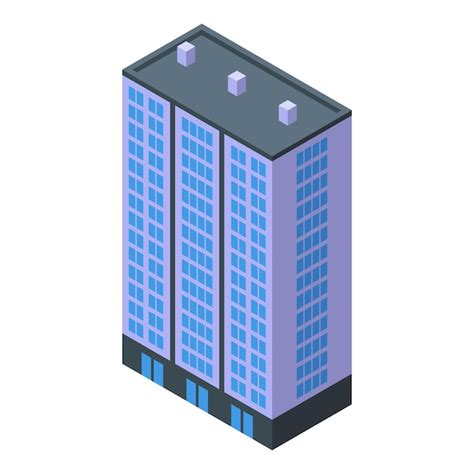 Icono de edificio de varios pisos de la ciudad vector isométrico Bloque