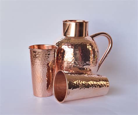 Daamisha Pure Copper Jug 2 Glass Set Copper Jug Glass Set Copper