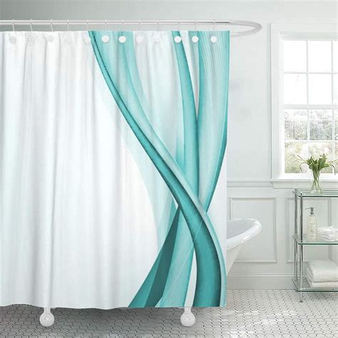 Suttom Aqua Contemporary Turquoise Streamers White Modern Shower Curtain 66x72 Inch Walmart