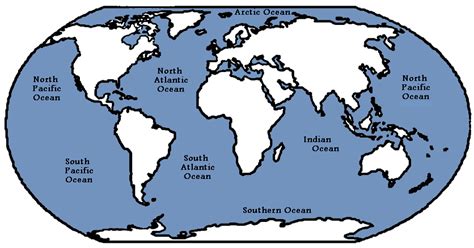 World Map With All Oceans