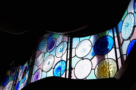 Premium Photo Low Angle View Of Stained Glass In Casa Batllo