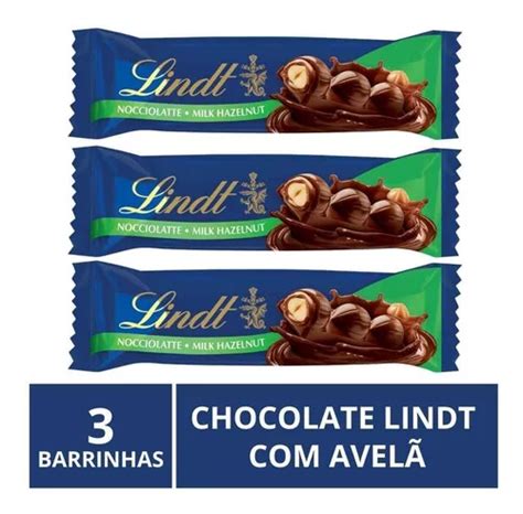 Chocolate Lindt Barra Ao Leite C Avelã 3 Barrinhas De 35g MercadoLivre