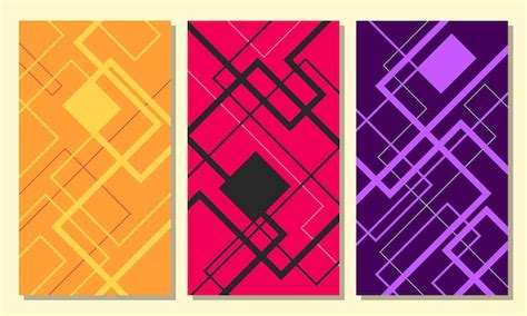 Um Conjunto De Quatro Banners De Linhas Geom Tricas Coloridas Cores