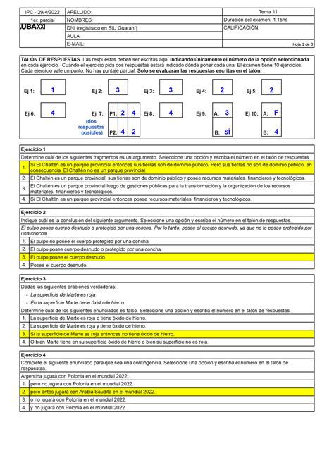 Clave Tema Y Temas De Examen Ipc Apellido Tema