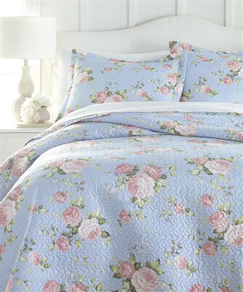 Blue Floral Quilt Set Blue Quilt Bedroom Blue Bedroom Decor Quilt