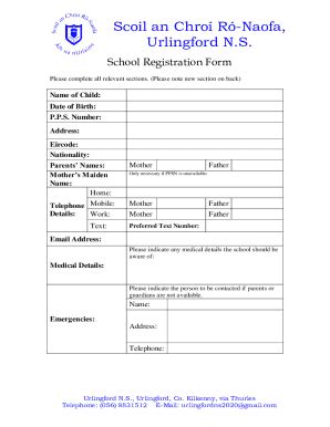 Fillable Online Scoil An Chro R Naofa Urlingford Ns Fax Email Print