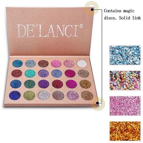 Delanci 24 Shade Pressed Chunky Glitter Eyeshadow Palette Box