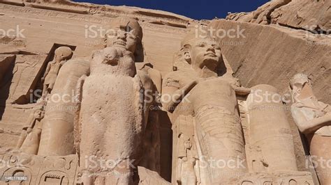 An Ancient Temple Complex Cut Into A Solid Rock Cliff Abu Simbel Egypt