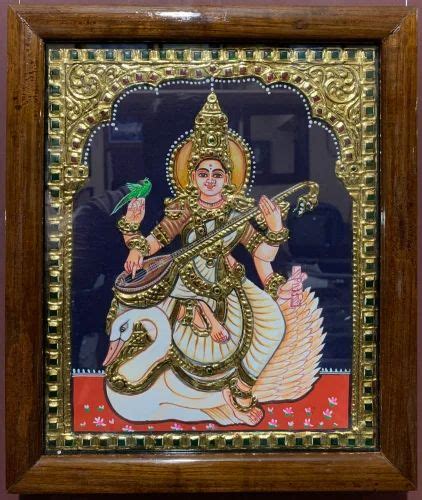 Customized Handcrafted Saraswathi Tanjore Painting At Rs