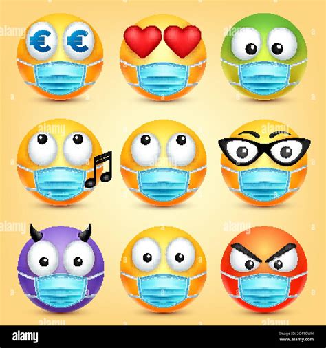 Emoticons Emoji Vektor Sammlung Cartoon Gelbes Gesicht Mit