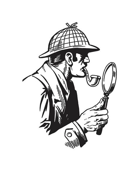 Detective With Magnifying Glass Drawing By Csa Images Fine Art America