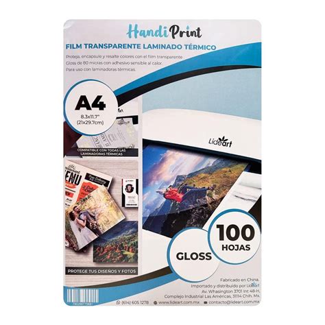 Film Trans Laminado Térmico Gloss A4 100 Handi Print