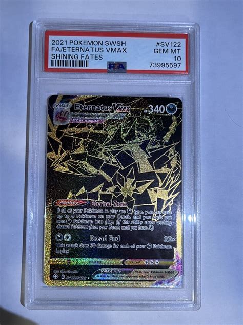 PSA 10 GEM MINT Eternatus VMAX Gold Full Art Shining Fates SV122 2021