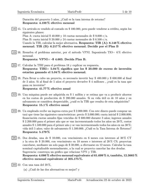 Ejercicios Resueltos De Ingenier A Econ Mica Gu A Marioprofe