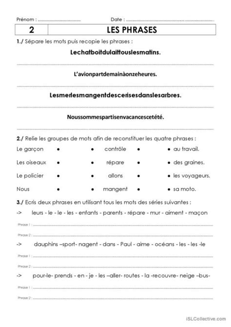 491 Phrase Français FLE fiches pedagogiques pdf doc