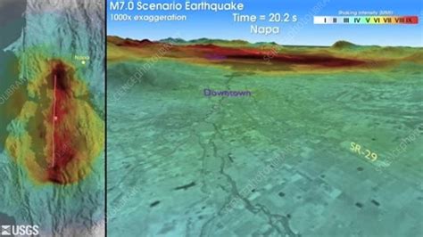 Hayward Fault earthquake, ground shaking simulation - Stock Video Clip ...