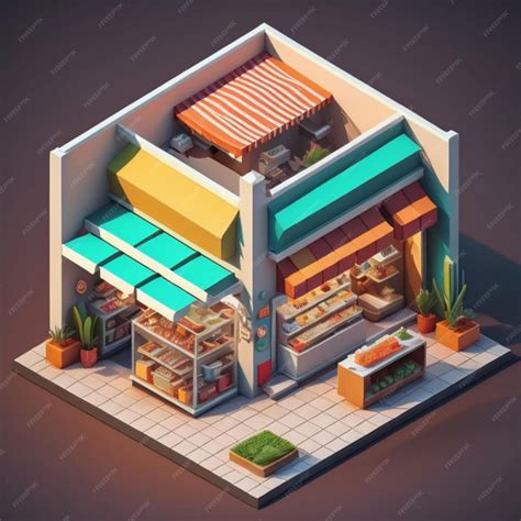 Premium Ai Image 3d Isometric Shop Building Created With Generative Ai