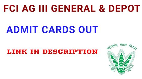 Fci Ag 3 Admit Card 2022fci Ag 3 Admit Card Download Link 2022fci Ag3