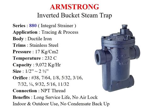 Inverted Bucket Steam Trap Armstrong Series Bar Screw C W