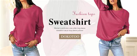 Dokotoo Women S Casual Crew Neck Sweatshirt Loose Soft Long Sleeve