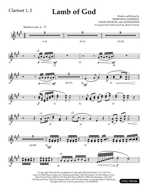 Lamb Of God Choral Anthem SATB Clarinet Sheet Music PDF Lifeway